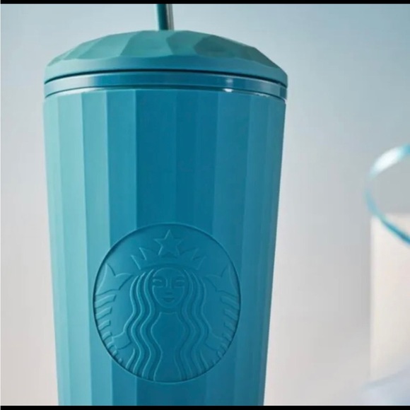 π Starbucks Matte Teal Aqua Dark Turquoise Blue Venti Tumbler NEW Overseas HTF - Picture 10 of 11